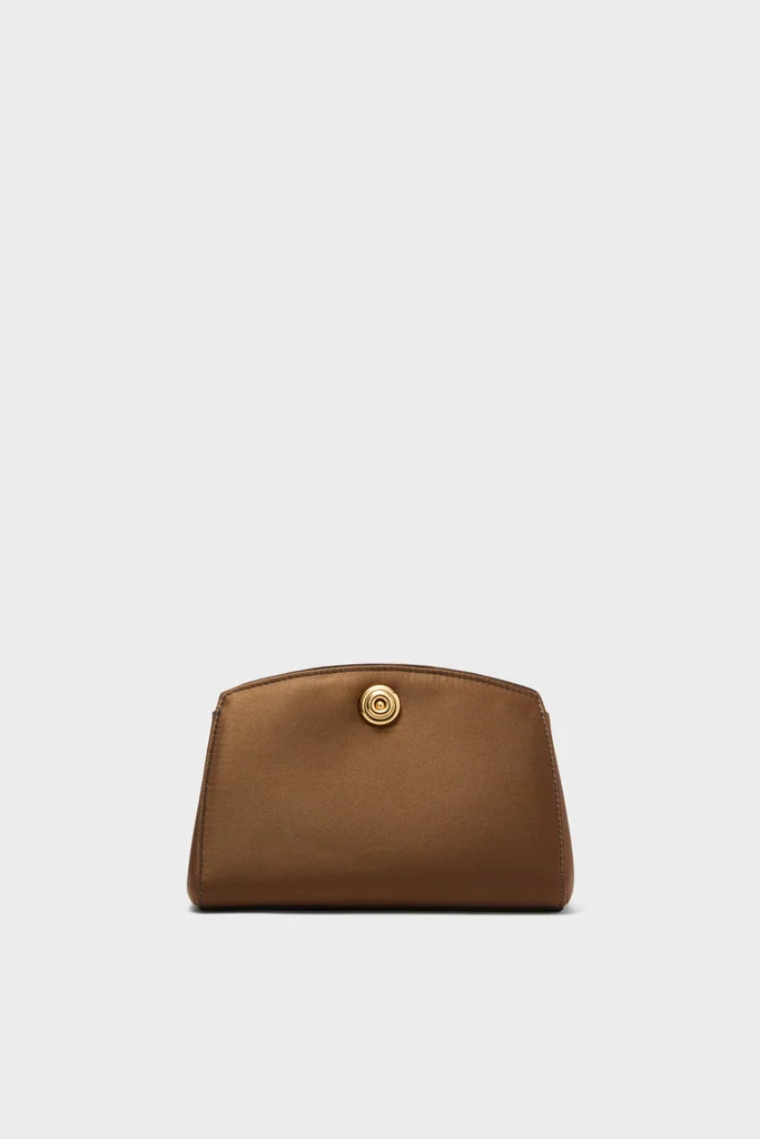 Brown Satin Pushlock Clutch | Tuckernuck (US)