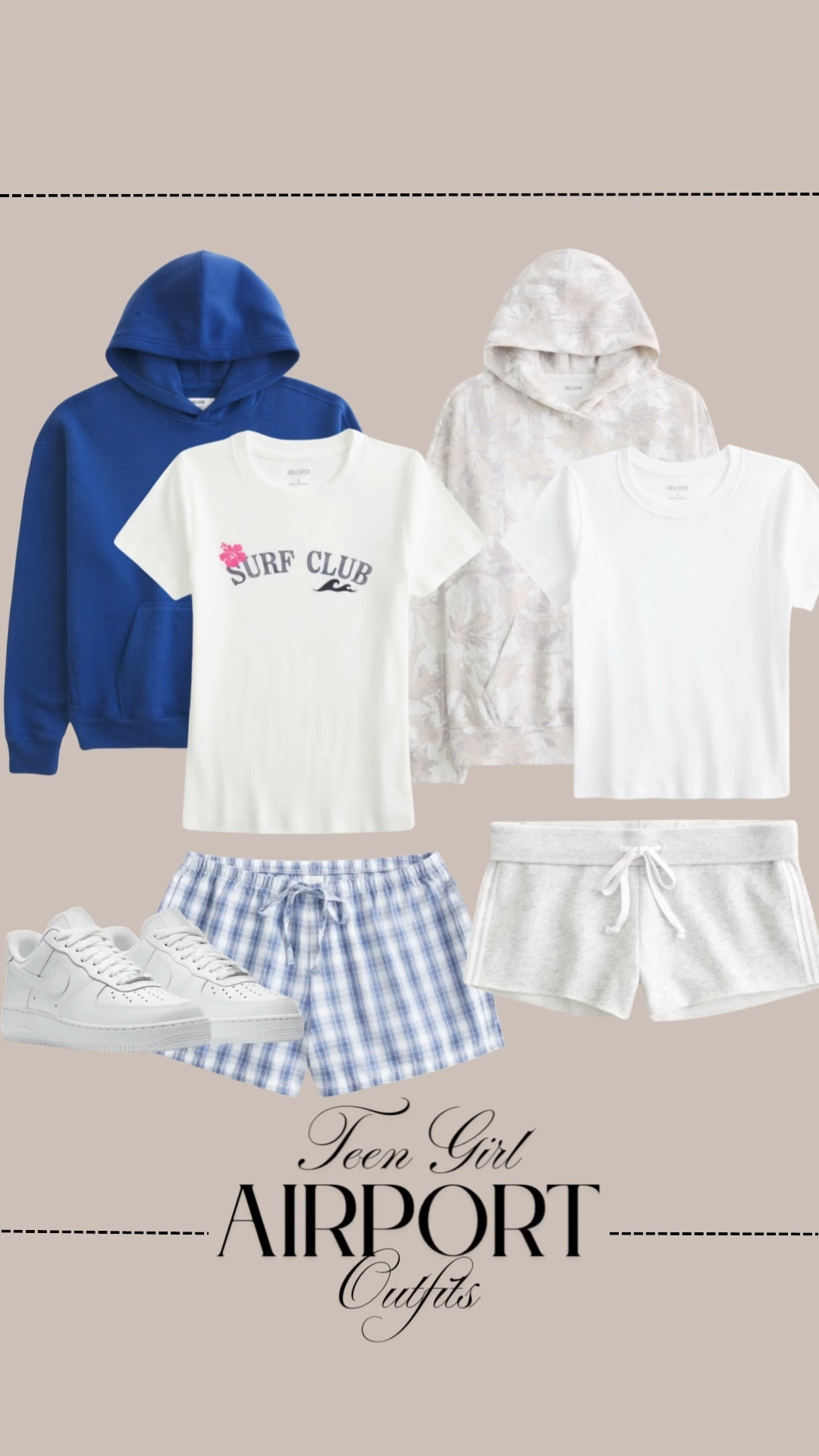 Cute & comfy airport looks for teen girls. Two easy travel outfits you’ll actually want to wear: soft hoodies, basic tees, drawstring shorts, and classic white sneakers — perfect for flights, road trips, or running to your gate with a smoothie in hand. Linked all the pieces for these versatile outfits! #TeenAirportOutfit #ComfyAirportLook #LTKTeenStyle #TravelOutfitInspo #CuteTravelLooks #WhatToWearToTheAirport #LTKSummerStyle #EasyTeenOutfits #TeenGirlOutfits

#LTKTravel