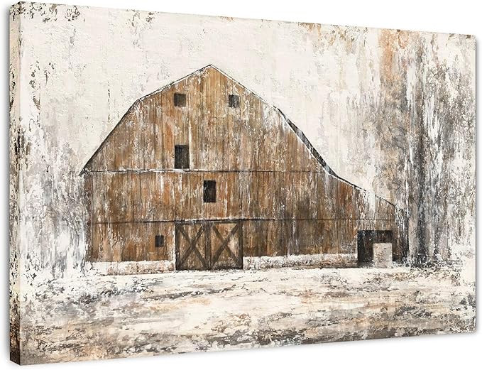 Yihui Arts Farmhouse Rustic Wall Decor Hand Painted Barn Canvas Wall Art Painting Country Picture... | Amazon (US)