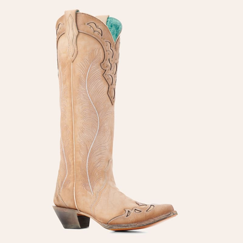 Corral Women's Sand Crackled Overlay & Studs Snip Toe Cowboy Boots | Cavender's