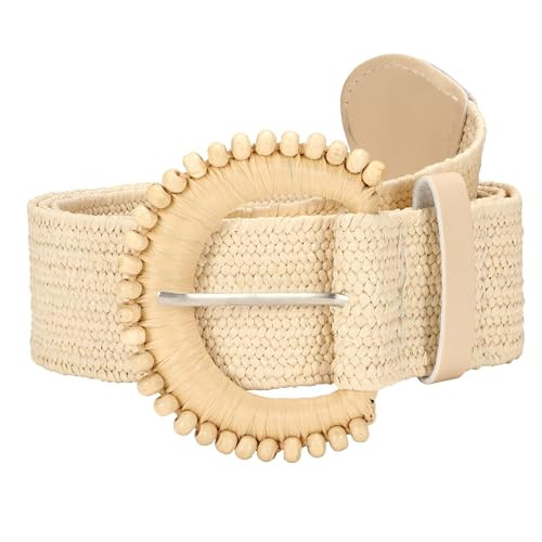 SUOSDEY Straw Woven stretchy Waist Belt for Women Dresses,Wide Boho Braided Elastic Belt with Rou... | Amazon (US)