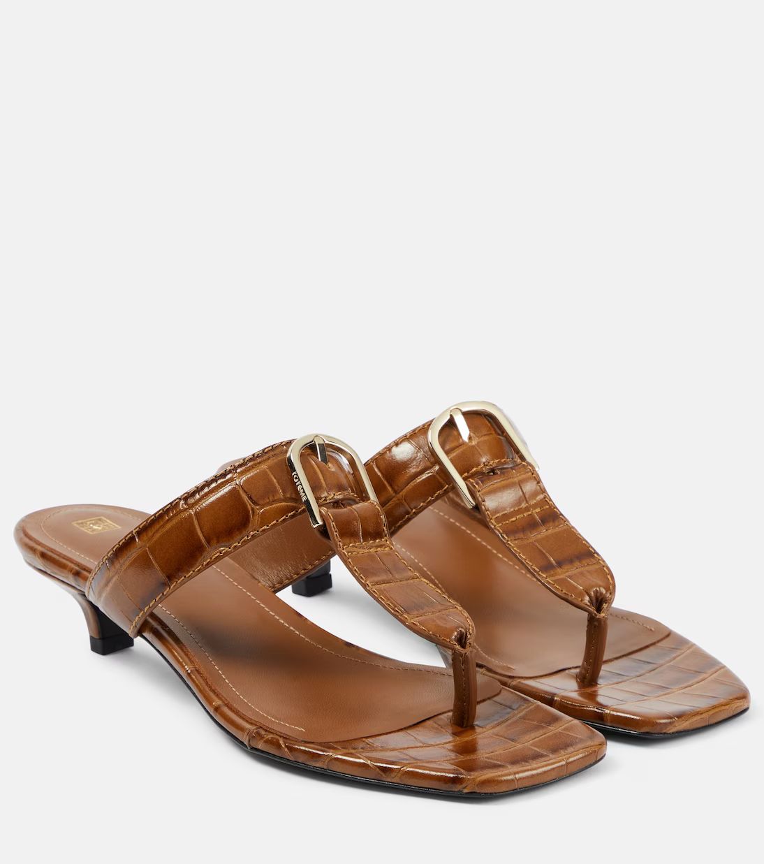 The Belted croc-effect leather thong sandals | Mytheresa (US/CA)