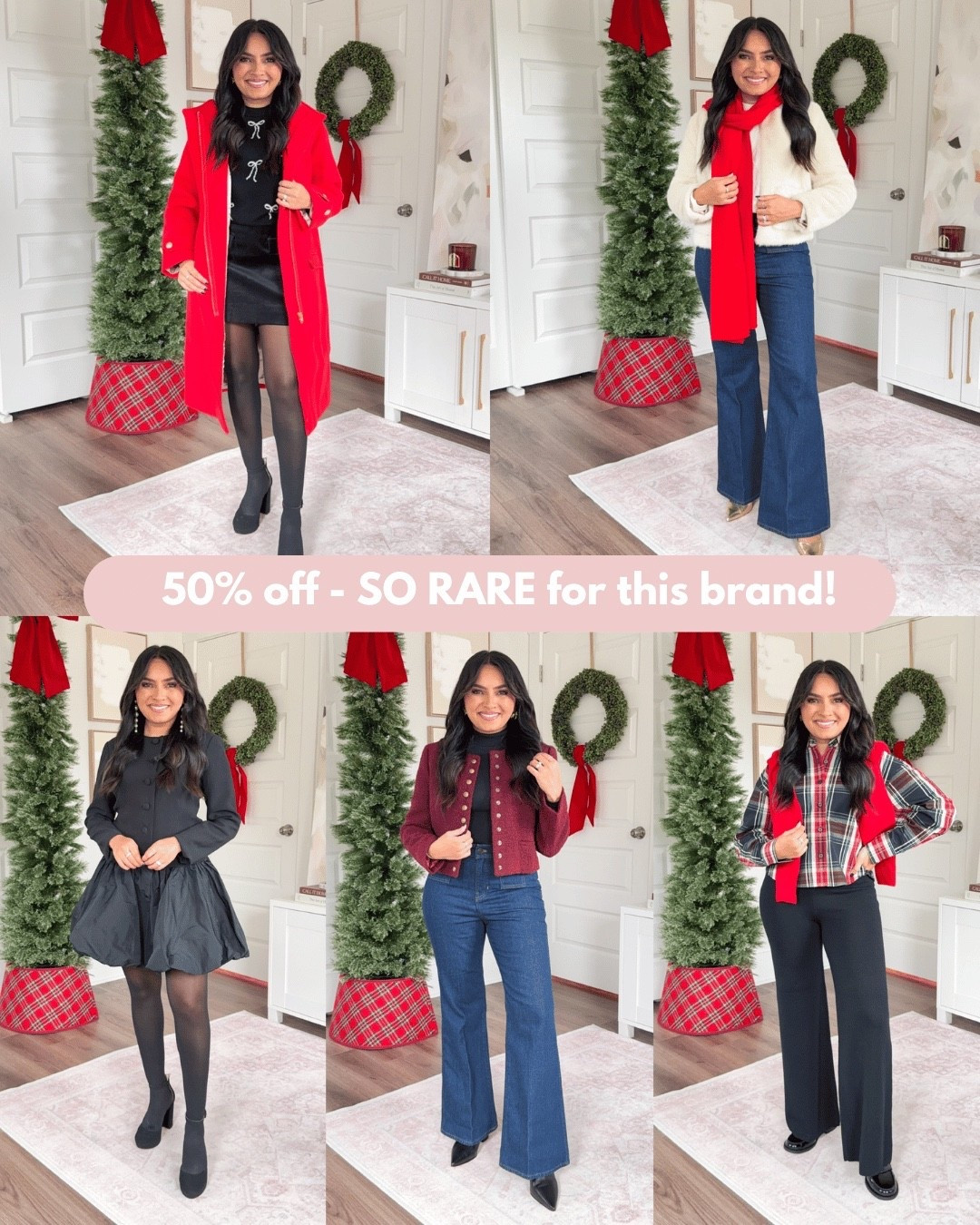 Bow sweater size xxs TTS
Velvet mini skirt size 2 TTS
Black tights size small TTS
Black platform heels size 5 TTS

Vintage Red coat size 2 petite - sized up a size to be able to zip up

Wilshire red burgundy color tweed jacket size 00 regular - should have sized up one size to button
Black turtleneck size xxs TTS
Rinse wash flare jeans size 2 petite TTS - runs a little snug so if you like room in the waist, size up a size
Black boots size 5.5 TT

Black button down dress size 2 regular - sized up one size after reading reviews that this dress runs small.
Black tights size small TTS
Black platform heels size 5 TTS

Tartan cropped button down size xxs regular TTS
Classic cardinal red sweater size xxs regular TTS
Black sweater pants size small petite TTS
Black loafers size 5 TTS

Natural ivory faux fur jacket size xxs regular - runs small, should have sized up a size to be able to button. 
Cream sweater size xs TTS
Rinse wash flare jeans size 2 petite TTS - runs a little snug so if you like room in the waist, size up a size
Gold heels size 5 TTS

J.Crew holiday outfits
J.Crew try on haul
holiday outfits for petites
Christmas outfits women
festive outfit ideas
winter party outfits
petite holiday style
holiday dinner outfit
classic holiday outfits
J.Crew sweaters
J.Crew coats
holiday outfit ideas 2025
winter capsule wardrobe
Christmas party outfits
petite fashion holiday looks
Rachel Miranda Blog
Honeysweetpetite
Cyber monday
Black friday

Comment SHOP below to receive a DM with the link to this post on my LTK ⬇ https://liketk.it/5BOgC #ltkpetite #ltksalealert #ltkcyberweek

#LTKSaleAlert #LTKHoliday #LTKPetite