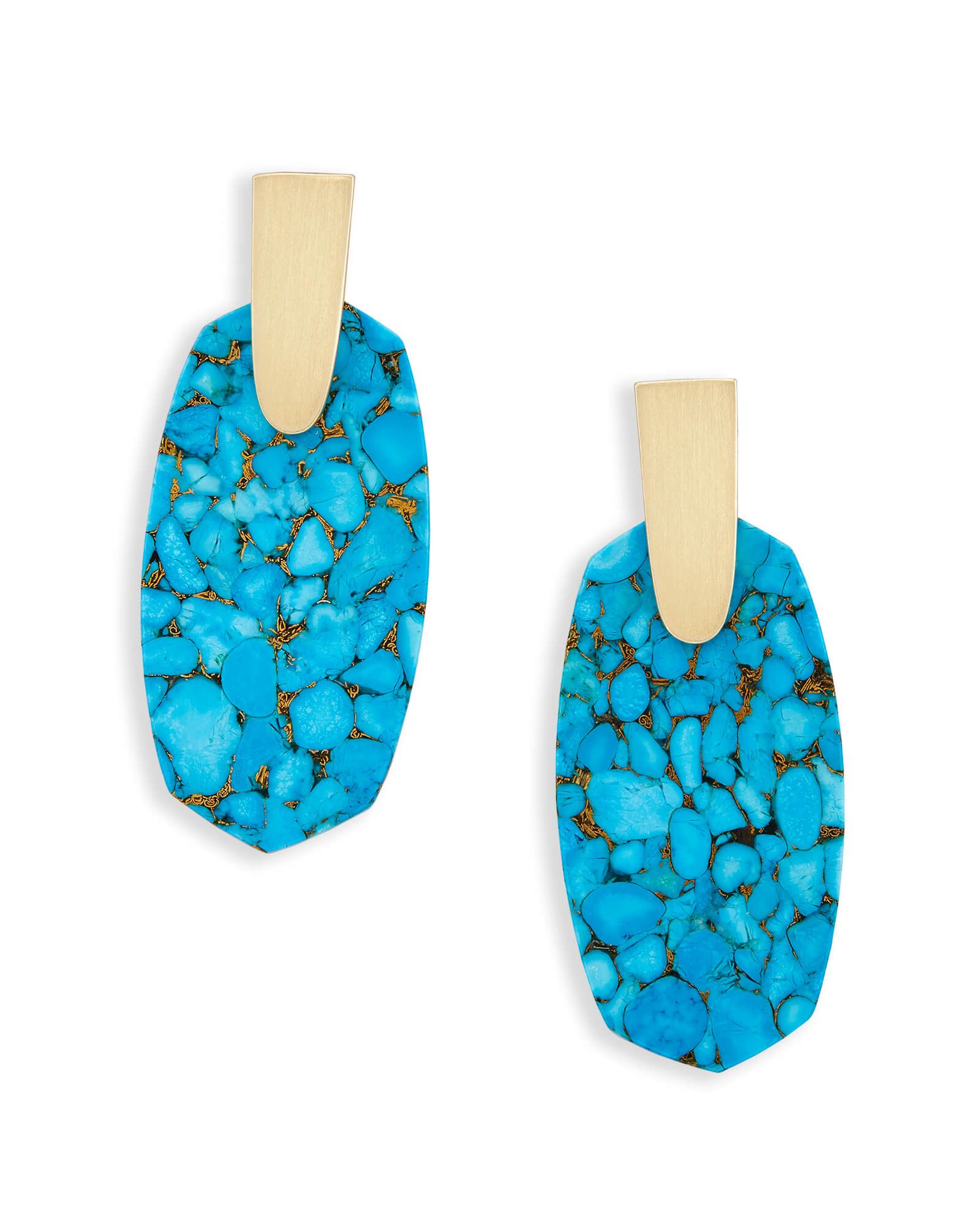 Aragon Statement Earrings in Bronze Veined Turquoise | Kendra Scott