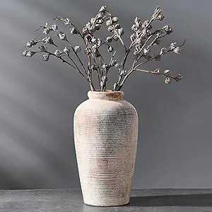 Large Ceramic Rustic Vase, 11 inch Minimalist Decorative Farmhouse Tall Vase for Home Decor, Livi... | Amazon (US)