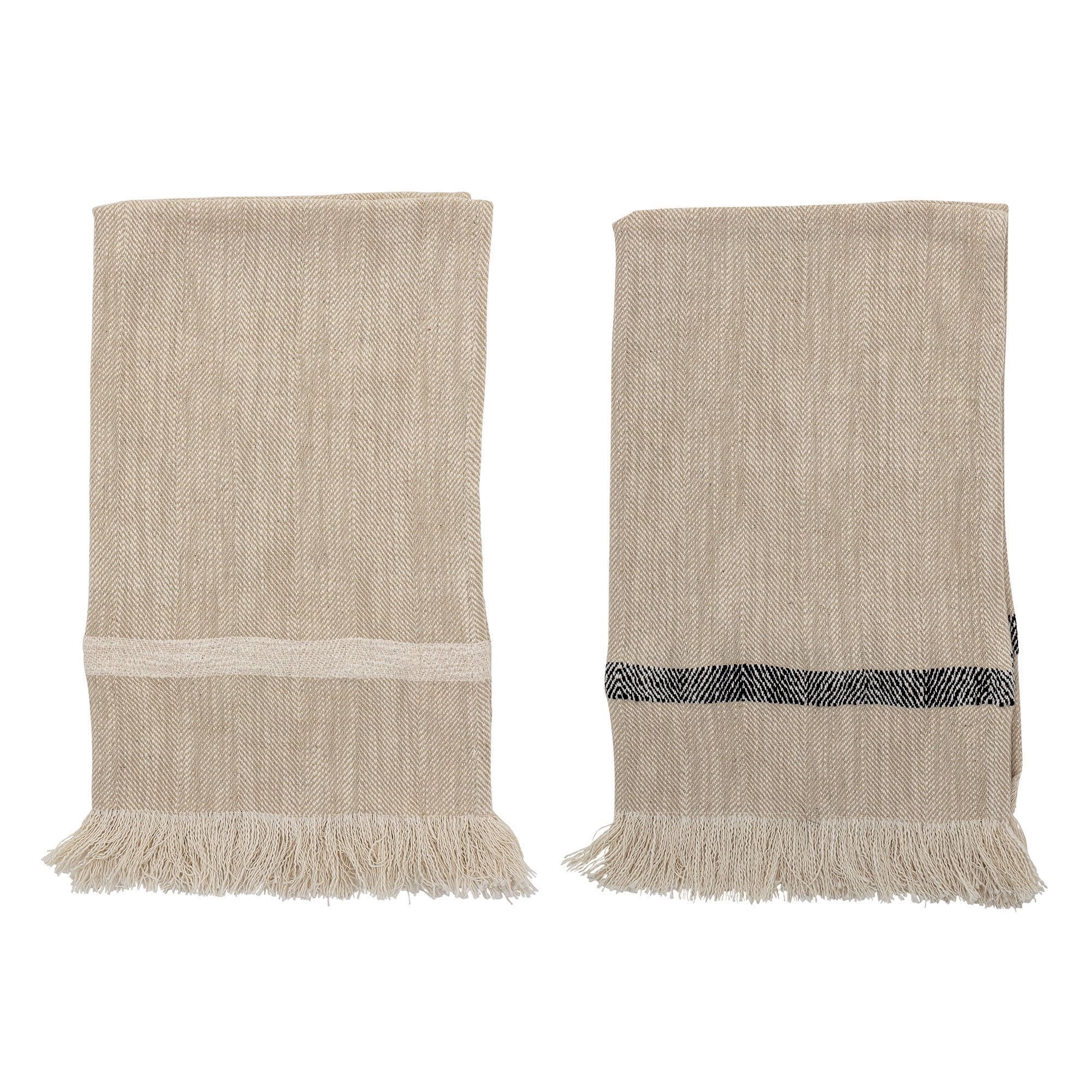 Bloomingville Woven Cotton Striped Tea Towels with Tassels (Set of 2) | Walmart (US)