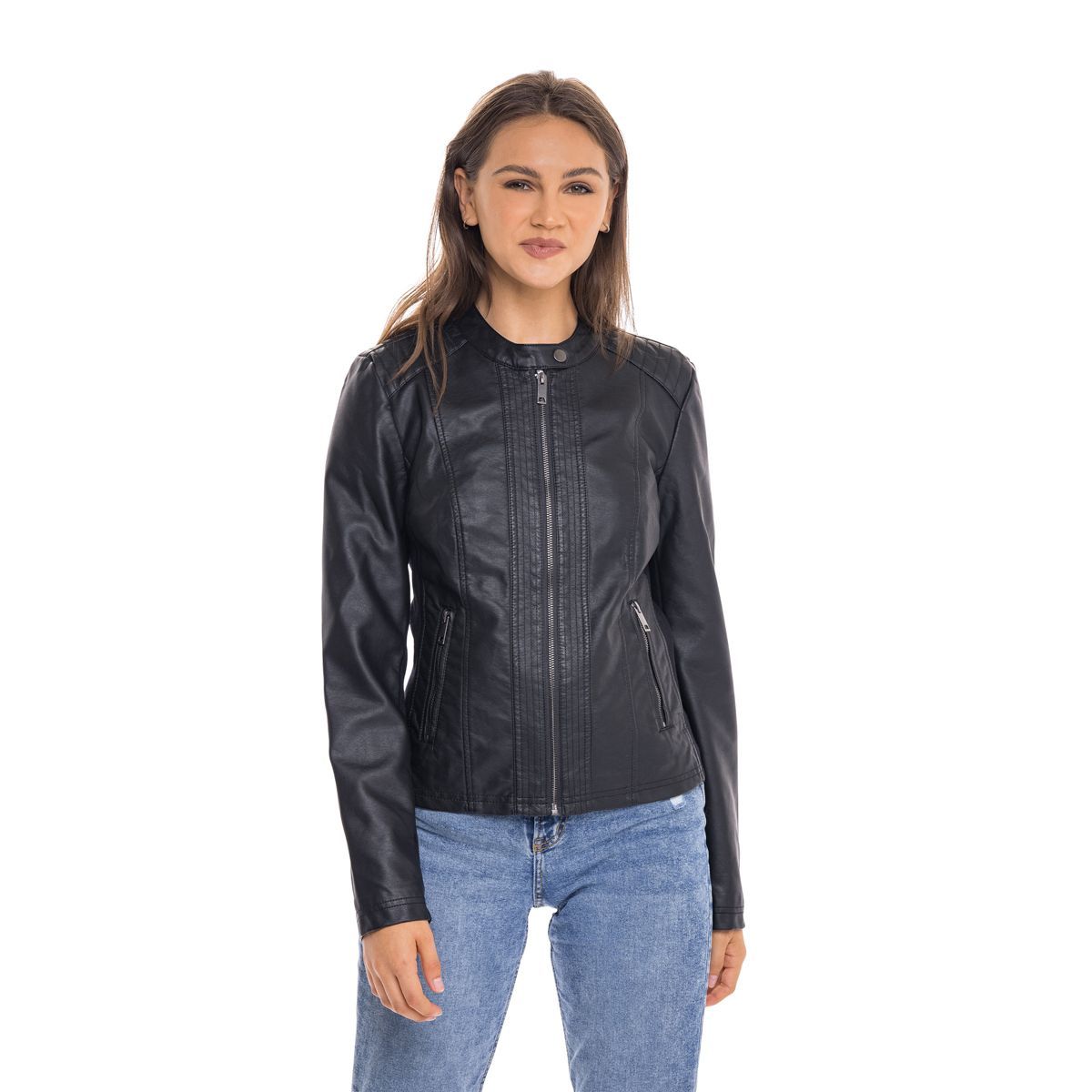 Women's Faux Leather Scuba Moto Biker Jacket - S.E.B. By SEBBY | Target