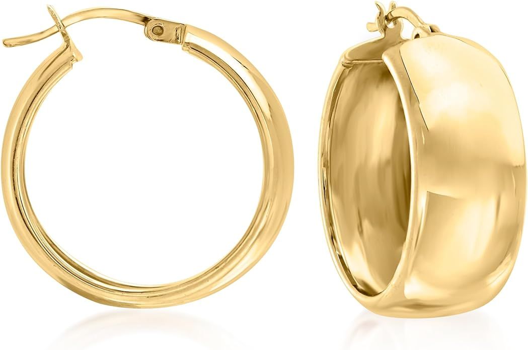 Ross-Simons 18kt Gold Over Sterling Wide Hoop Earrings | Amazon (US)