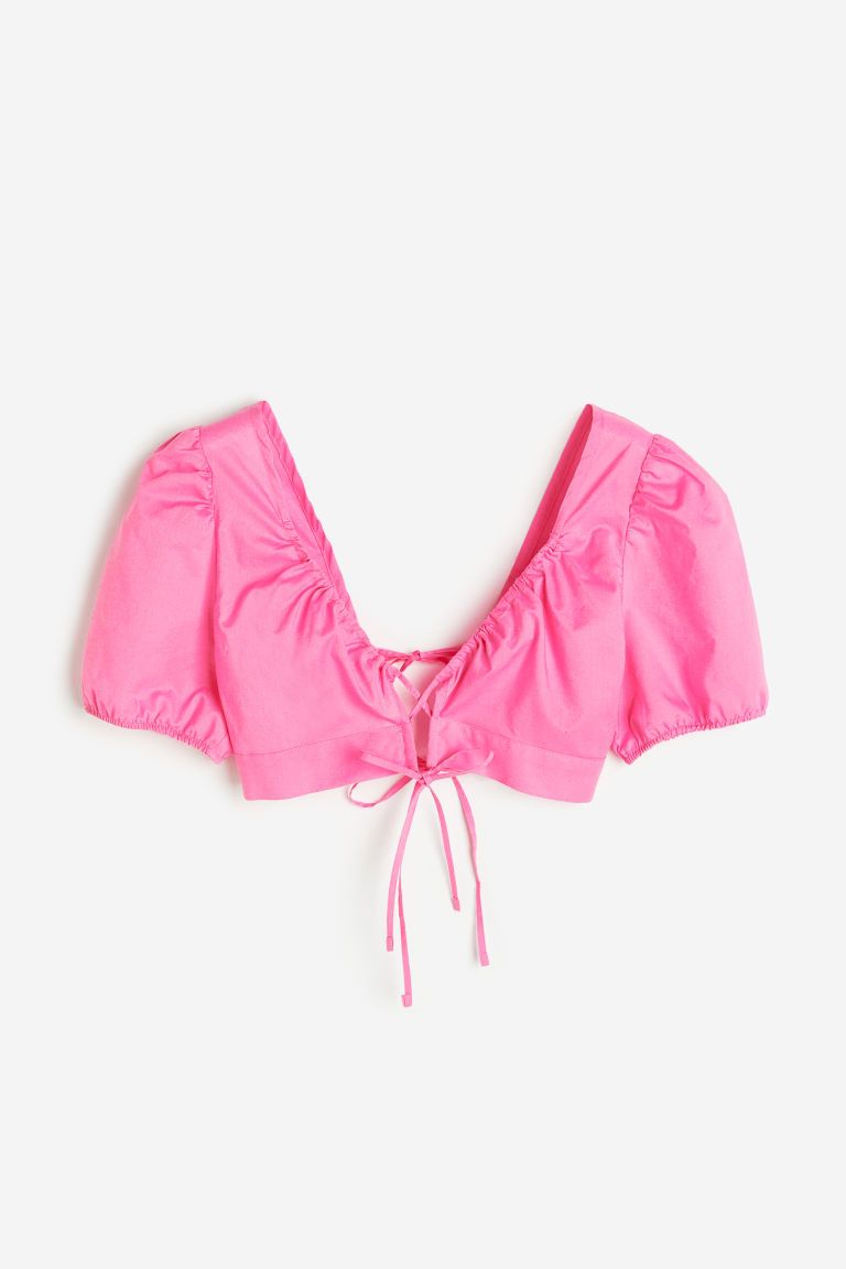 H & M - Beach Top with Drawstring - Pink | H&M (US + CA)
