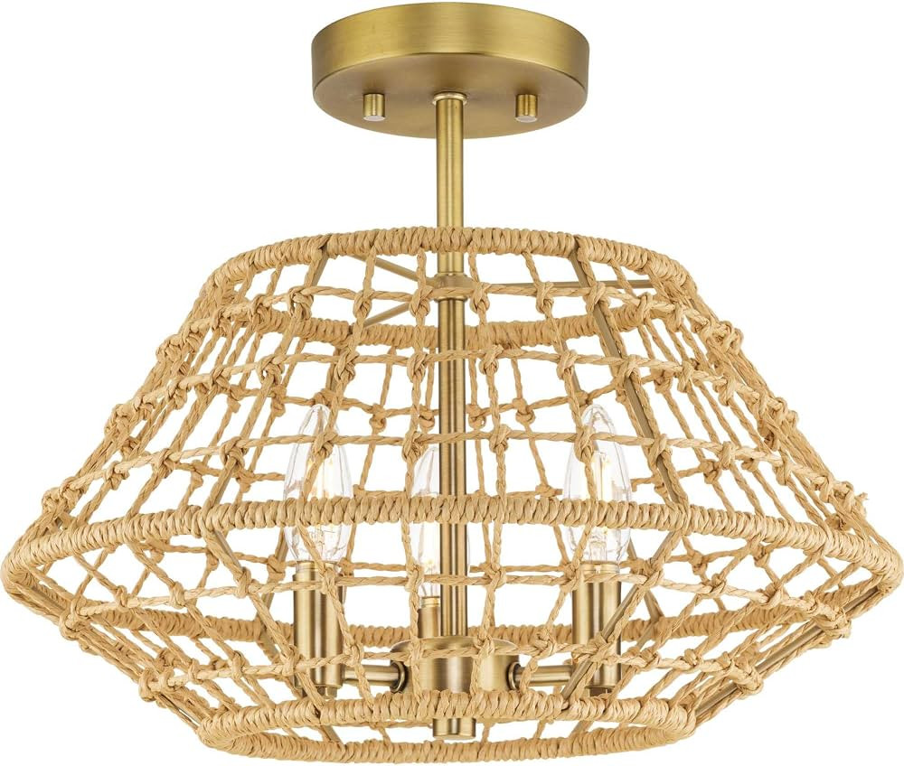 Progress Lighting P350246-163 Laila Flush Mount, 3-Light 180 Total Watts, Vintage Brass | Amazon (US)