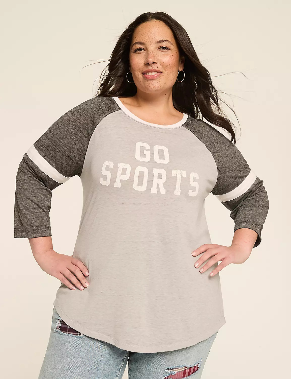 3/4-Sleeve Go Sports Graphic Tee | LaneBryant | Lane Bryant (US)