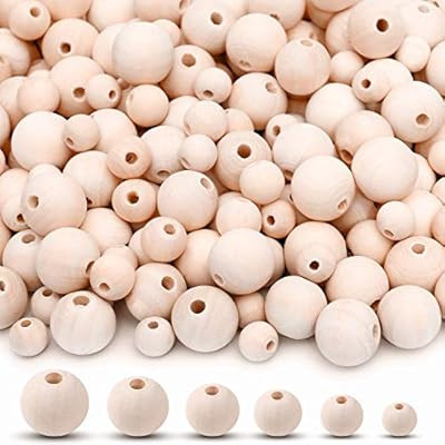 MaZeeB 500 Pieces Wooden Beads for Crafts - 6 Sizes Natural Unfinished Wood Beads for Garland, Ma... | Amazon (US)