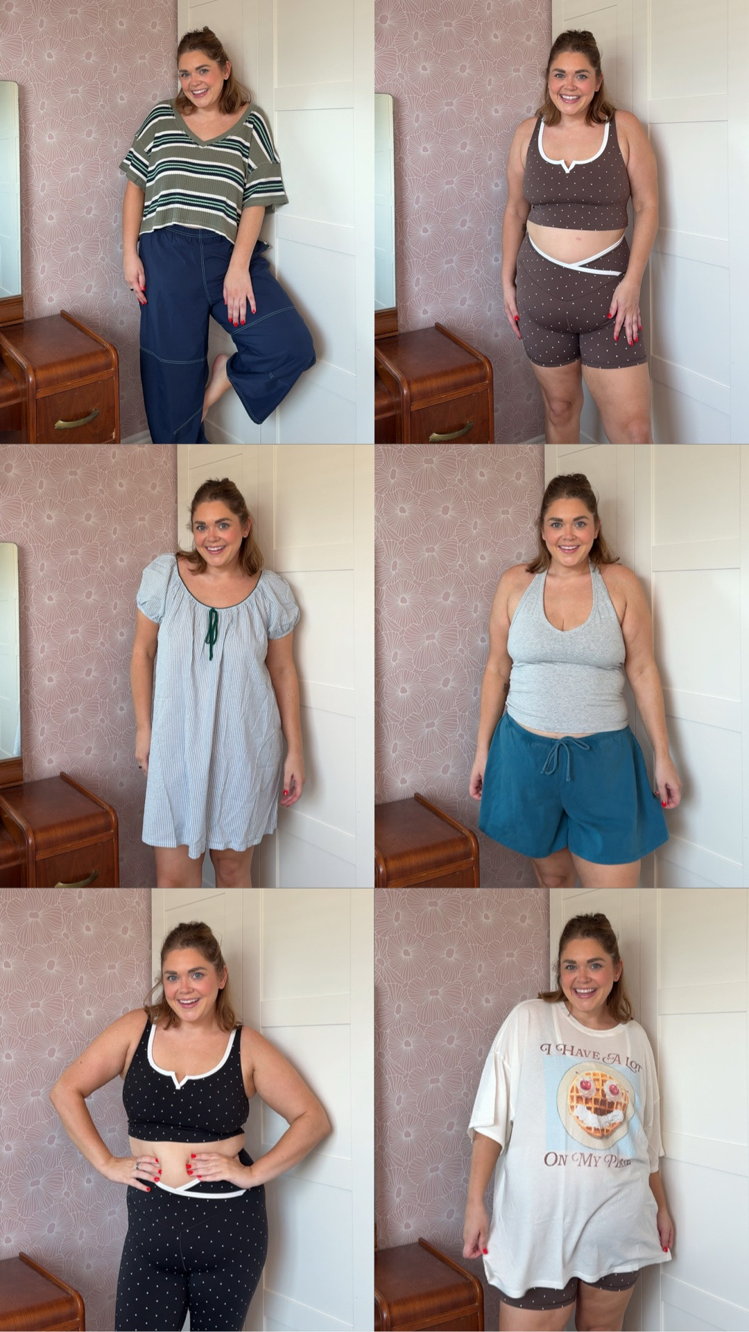 Aerie haul and stackable code is REALMAKERS20 wearing large in dress, barrel pants, flutter shorts, xl in workout sets, halter top, and sleep shirt

#LTKSaleAlert #LTKootd