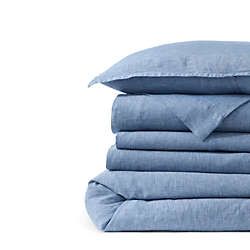 Garment Washed Belgian Flax Linen Chambray Breathable Duvet Bed Cover | Lands' End (US)