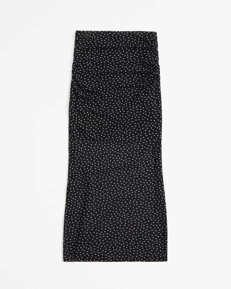 Ruched Mesh Midi Skirt | Abercrombie & Fitch (US)