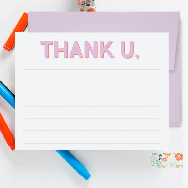 Thank You Lined Notecards - Lavender | Joy Creative Shop