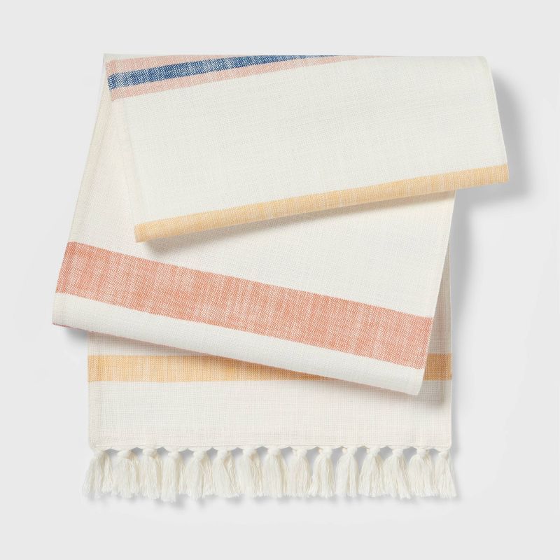 72" x 14" Cotton Striped Table Runner with Fringe - Threshold™ | Target