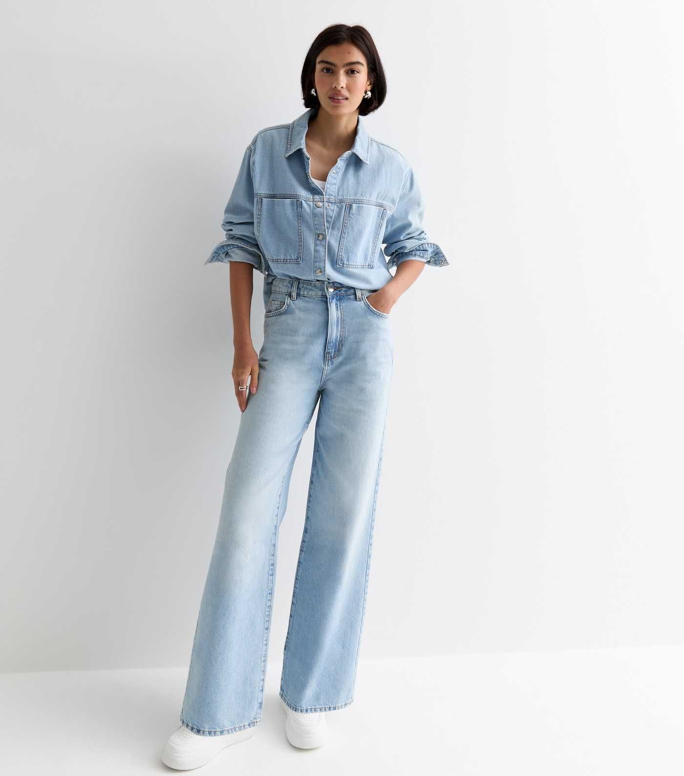 Pale Blue High Waist Adalae Wide Leg Jeans
						
						Add to Saved Items
						Remove from Save... | New Look (UK)