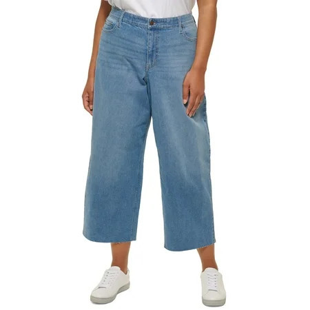 Calvin Klein Jeans Trendy Plus Size Wide Leg Cropped Jeans Brighton 16W | Walmart (US)
