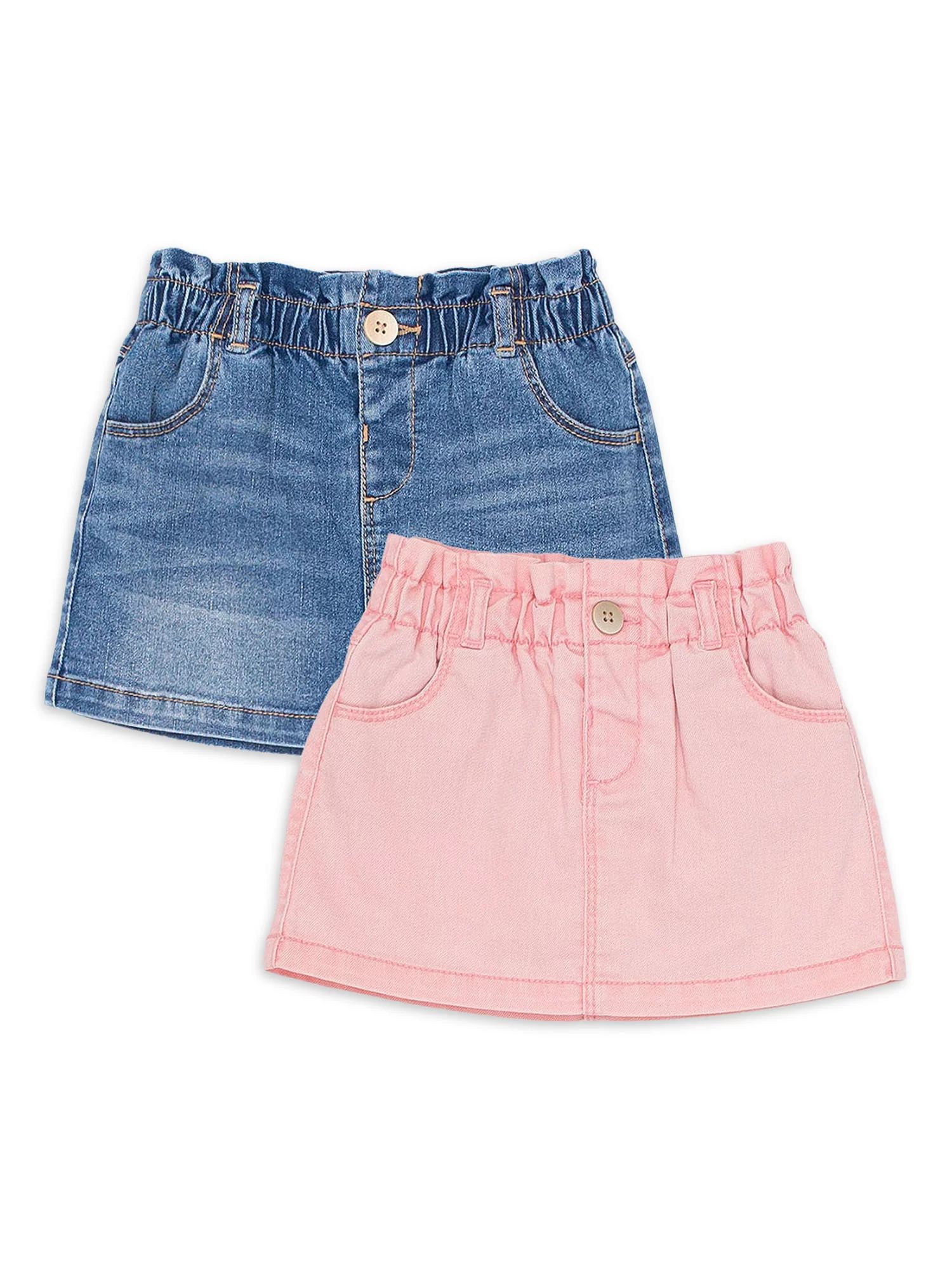 Wonder Nation Baby and Toddler Girl Denim Skort, 2 Pack, 12 Months-5T - Walmart.com | Walmart (US)