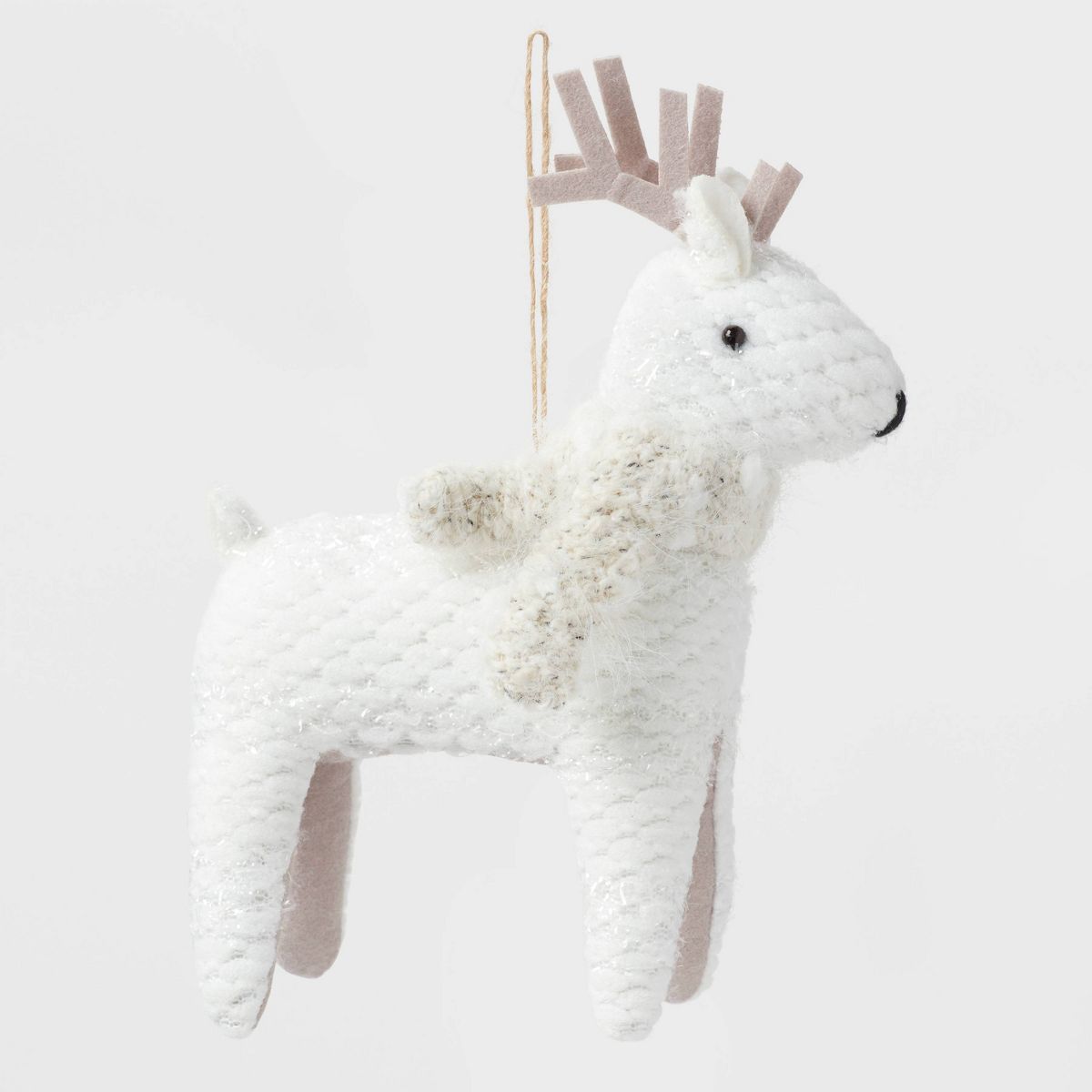 Fabric Reindeer with Scarf Christmas Tree Ornament White - Wondershop™ | Target