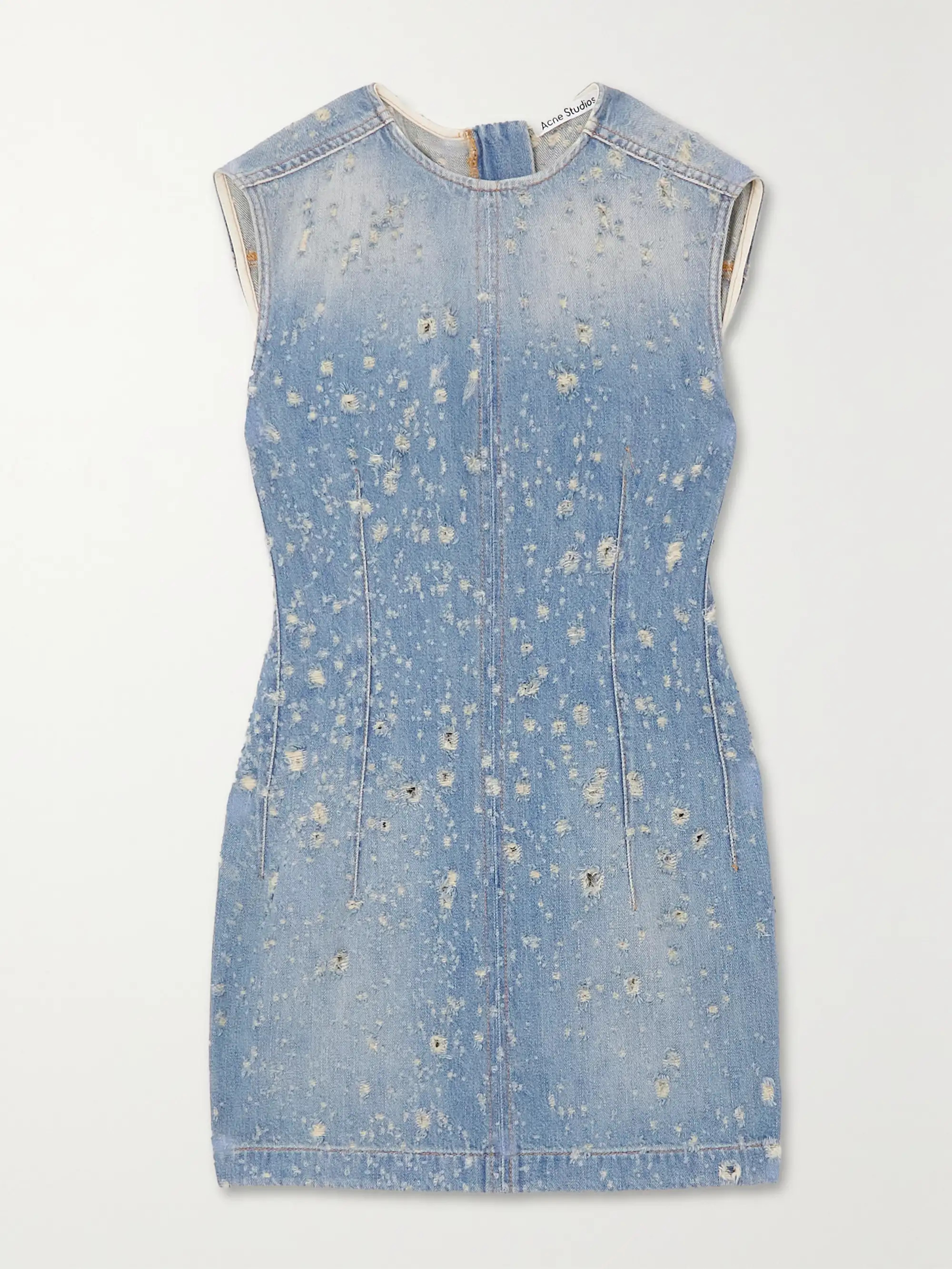 Distressed denim mini dress | NET-A-PORTER (US)