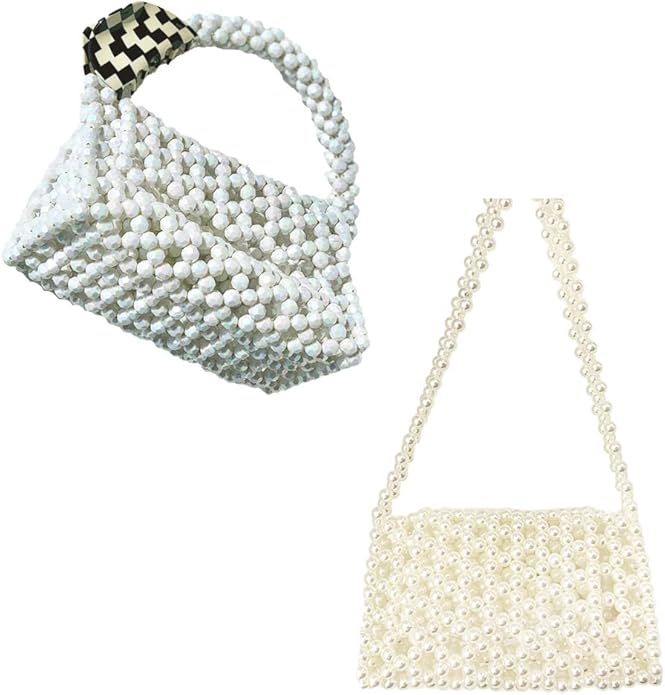 GOODLY Beaded Handbag Crystal Beaded Shoulder Bag and Tote Bag/Mini Pearl Beads Bag/Small HandBag... | Amazon (US)