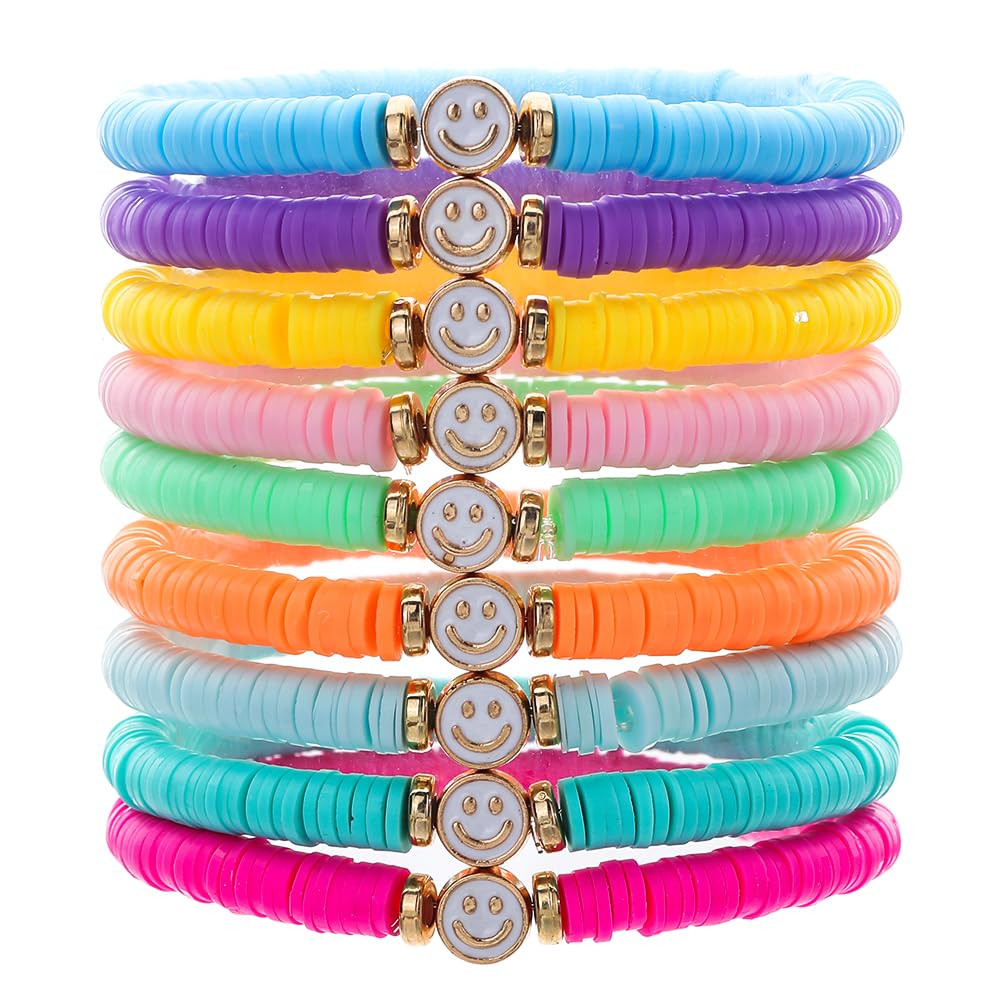 Preppy Jewelry Bracelets for Women Handmade Friendship Bracelets Clay Bead Colorful Surfer Heishi... | Amazon (US)
