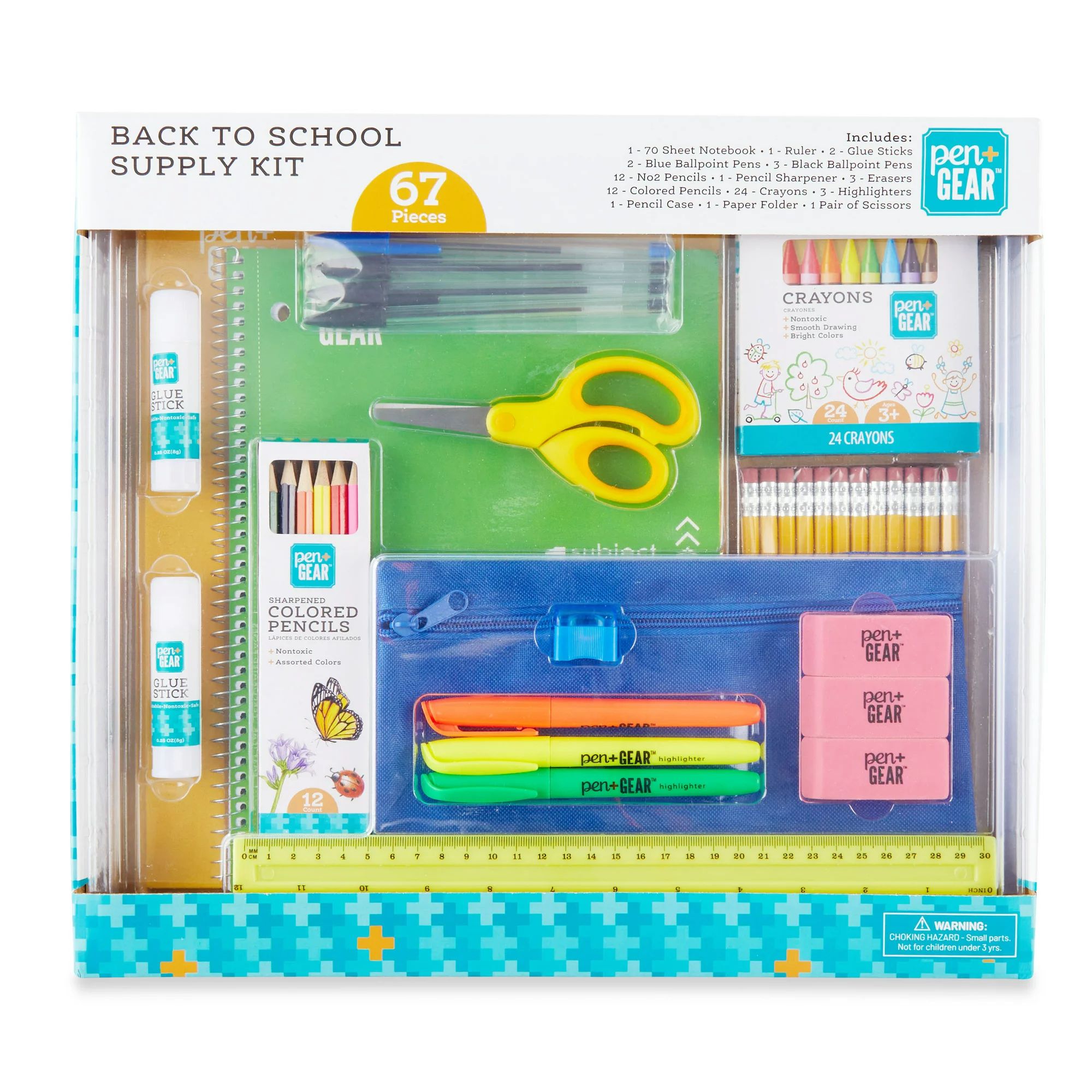 Pen+Gear Back to School Supply Kit, 67 Pieces, Notebook and Writing Kit, Multicolor | Walmart (US)