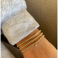 Gold Filled Beaded Bracelet With 18K Gold & Diamond Rondelle Bead | Etsy (US)