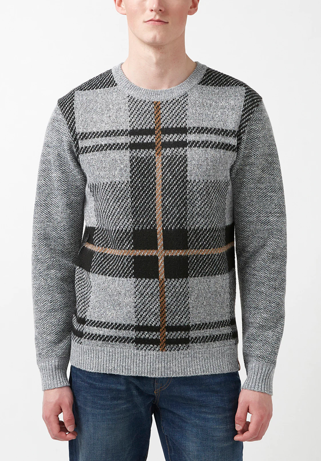 Welwine Men's Sweater in Grey Plaid - BPM14404C | Buffalo David Bitton