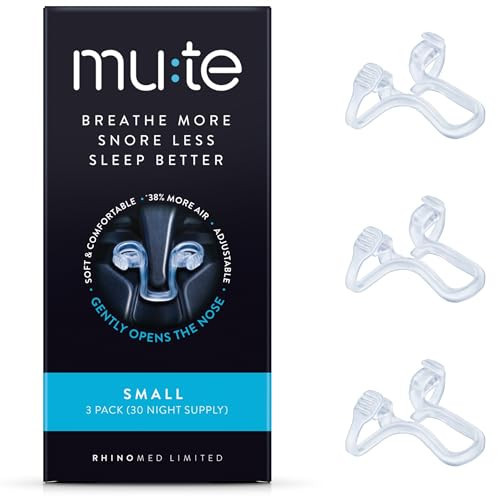Mute by Rhinomed Nasal Dilator for Snore Reduction | Small 3pk | Increase Airflow | Anti Snoring Devices | Nasal Dilators for Sleeping | Internal Nasal Dilator | Snoring Solution | Transparent | Amazon (US)