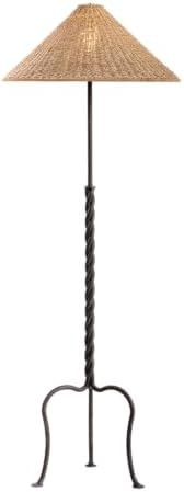 Troy Lighting Francisco Floor Lamp | French Iron Finish | Twisted Stem Tripod Base | Woven Natura... | Amazon (US)