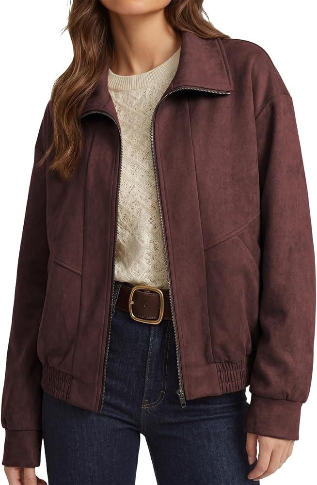 Dokotoo Jackets for Women Comfy Long Sleeve Faux Suede Jackets Warm Coats | Amazon (US)