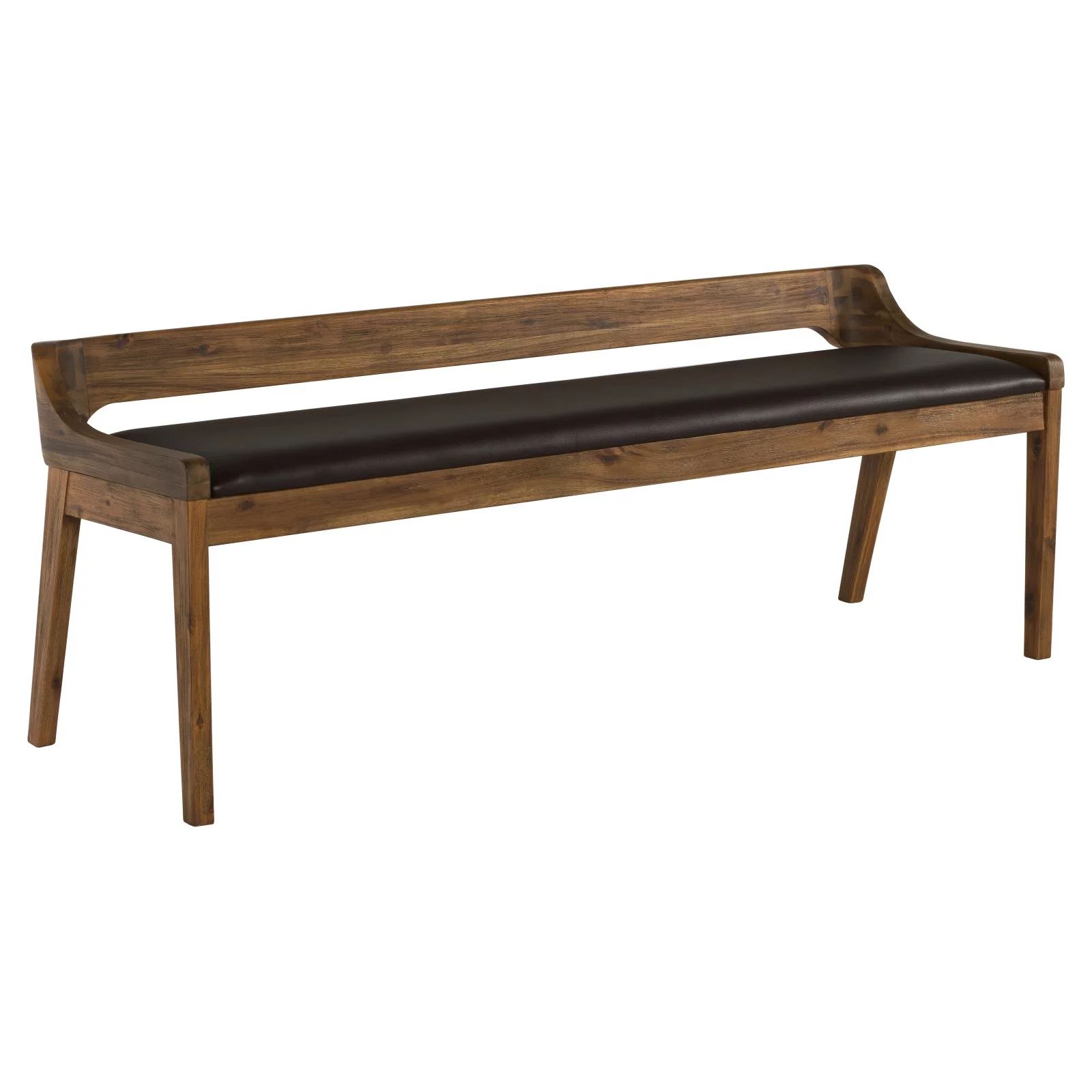 Boraam Rasmus Low Back Faux Leather and Wood Dining Bench, Chestnut Wire-Brush Finish | Walmart (US)