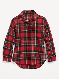 Cozy Long-Sleeve Button-Front Plaid Shirt for Girls | Old Navy (US)