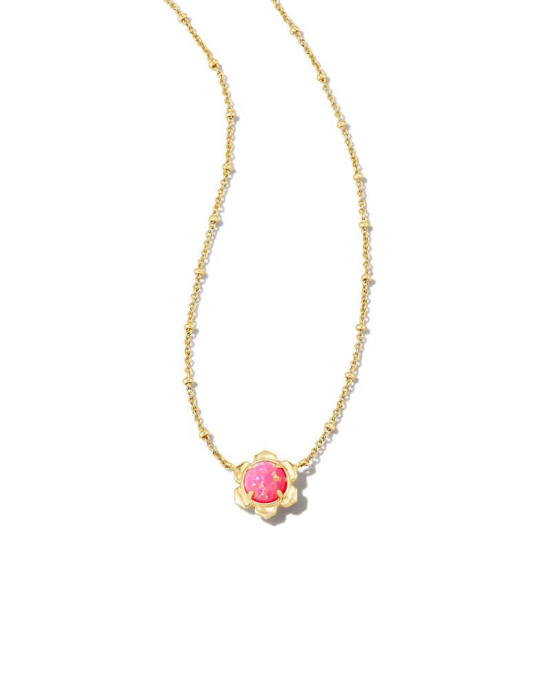 Susie Gold Short Pendant Necklace in Hot Pink Kyocera Opal | Kendra Scott