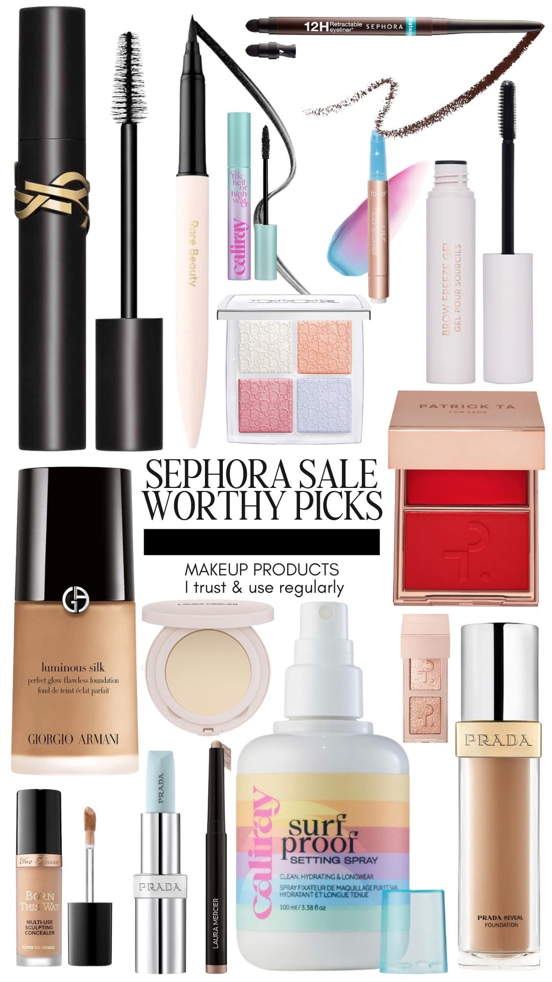 SEPHORA SALE WORTHY INVESTMENTS: MAKEUP FOR EVERYDAY & SPECIAL EVENTS

I wear the following foundations, blush, eye palettes, face palettes, mascara, brow gel, setting powder, and setting spray nearly daily. My favorite hack for spending well under $50 for designer foundation (these actually look better in photos and survive a full day or night) is this Prada refillable foundation. The refill is $50 and with the sale, you get it much cheaper. Buy it once at $70 plus the sale, and then well under $50!

I love this red blush: the Patrick Ta blush and eyeshadow palettes are absolutely worth if for the amount of product you get from them / pigment ratio. The only time I use something else is traveling to the gym or in a carry on. 

#LTKBeauty #LTKSaleAlert