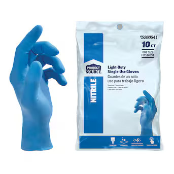 Project Source 10-Count One Size Fits All Nitrile Disposable Cleaning Gloves | Lowe's