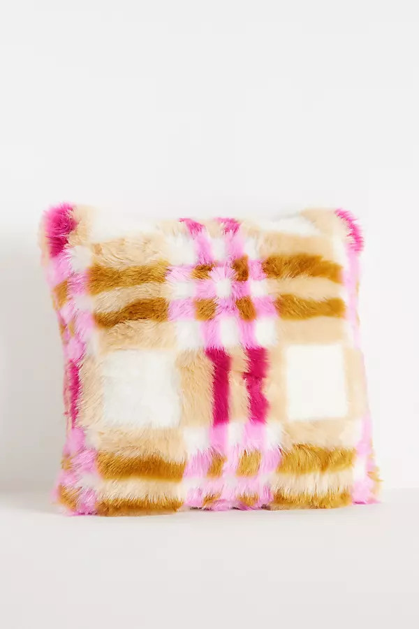Lilou Jacquard Faux Fur Pillow | Anthropologie (US)