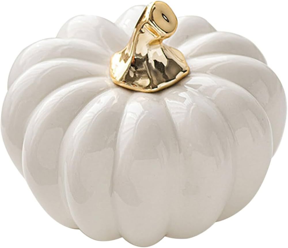 Yardwe Ceramic Pumpkin Figurine Mini Artificial Pumpkin Halloween Pumpkin Statue for Fall Thanksg... | Amazon (US)