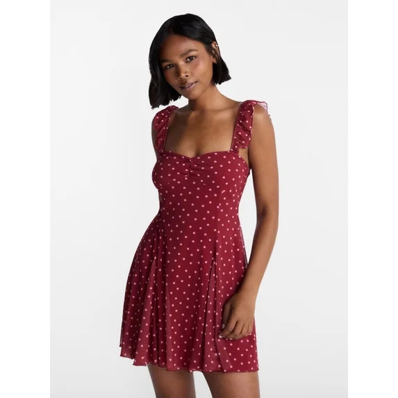 No Boundaries Fit and Flare Mesh Dress, Women’s XXS-XXL | Walmart (US)