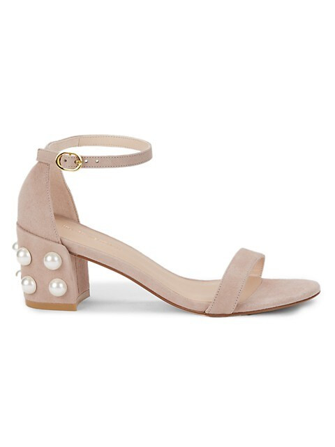 Stuart Weitzman Simple Faux-Pearl Block-Heel Sandals on SALE | Saks OFF 5TH | Saks Fifth Avenue OFF 5TH