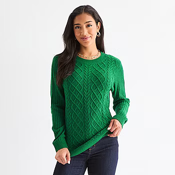 St. John's Bay Womens Crew Neck Long Sleeve Pullover Sweater | JCPenney
