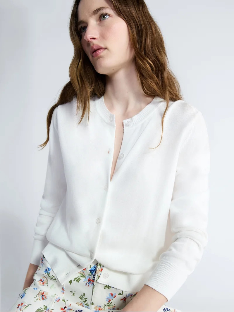 Free Assembly Women's Classic Cardigan Sweater with Long Sleeves, Lightweight, Sizes XS-4X | Walmart (US)