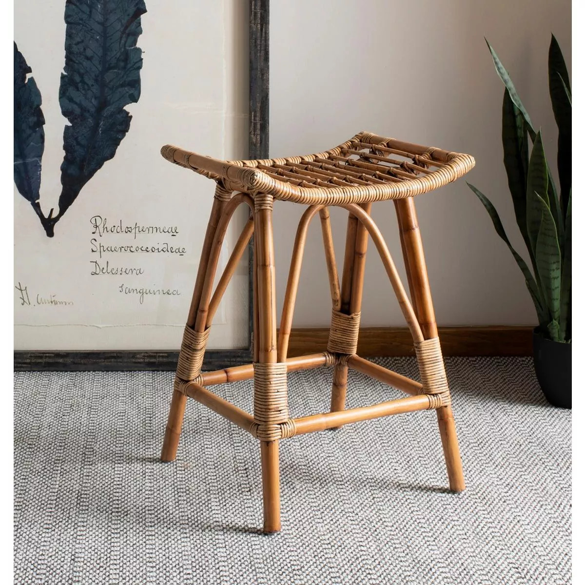 Leda Rattan Counter Stool  - Safavieh | Target