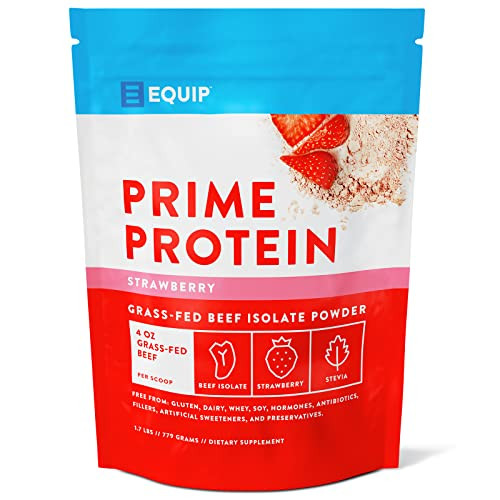 Equip Foods Prime Protein - Grass-Fed Beef Protein Powder Isolate -Paleo and Keto Friendly, Gluten Free Carnivore Protein Powder - Strawberry, 1.7 Pounds - Helps Build and Repair Tissue | Amazon (US)