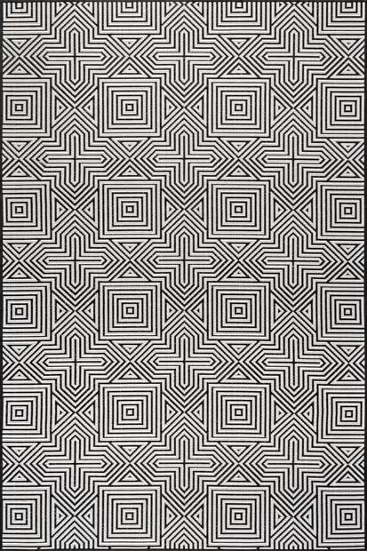 Performance Outdoor Greek Tiles Indoor/Outdoor Black Rug | Rugs USA