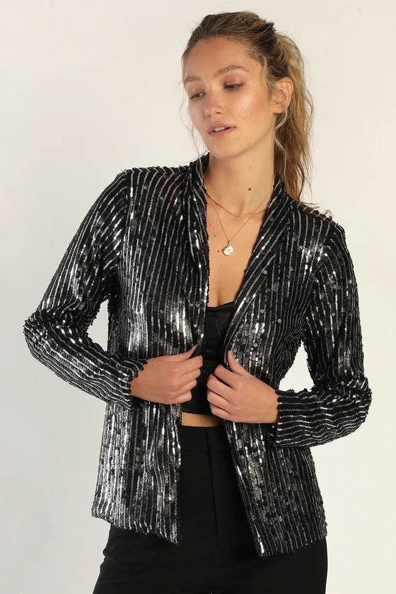 You Better Work Black and Silver Sequin Blazer | Lulus (US)