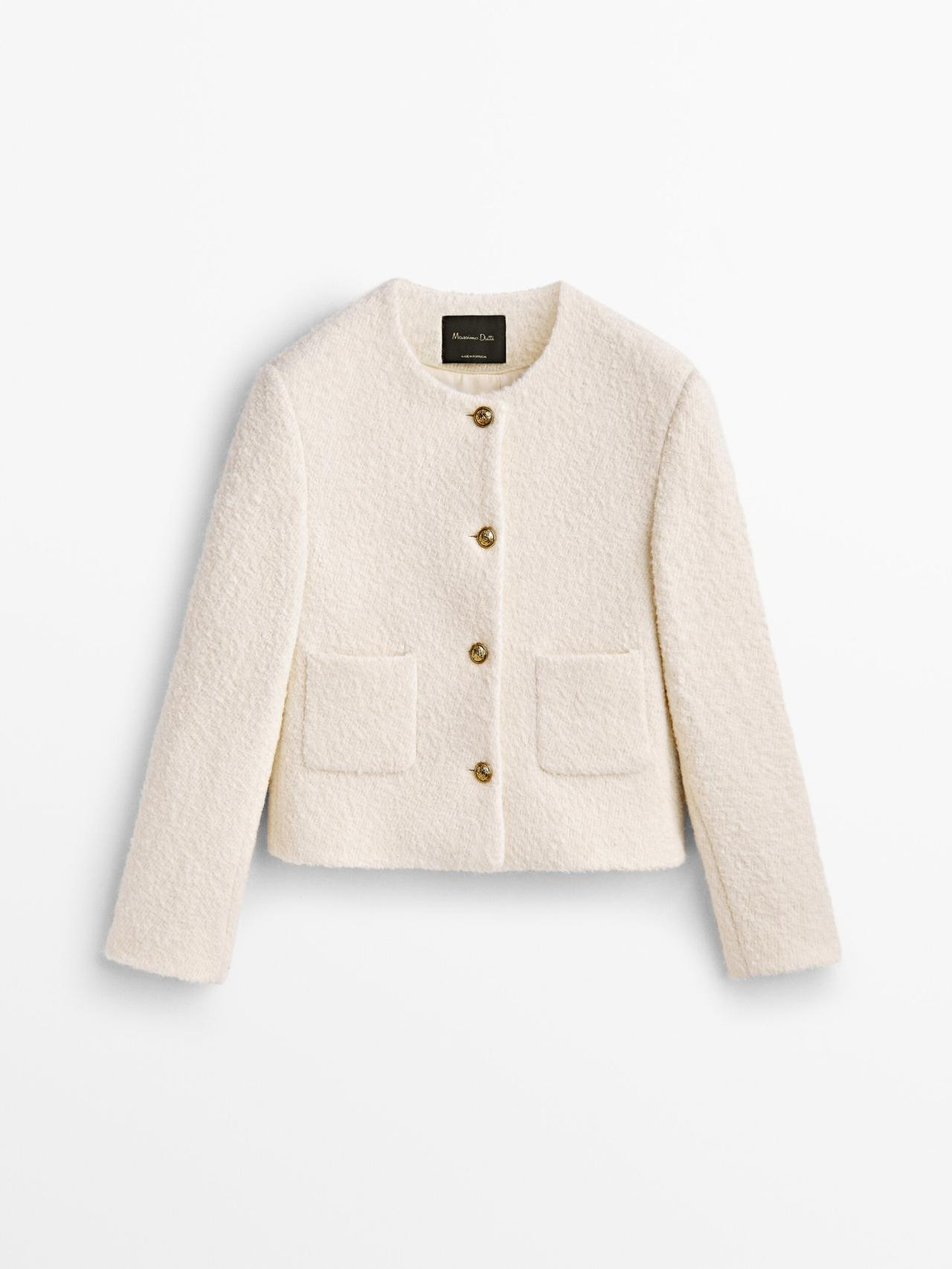 Cropped jacket with golden buttons | Massimo Dutti US